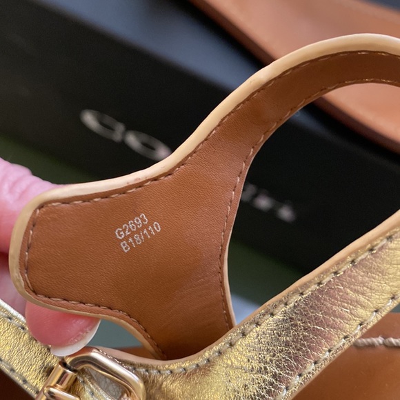 Coach Metallic Gold T-Strap Sandals - Picture 9 of 11